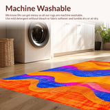 Ultra Soft Area Rug, Non Slip, Stain Resistant, Washable Area Rugs for Living Room, Bedroom, Contemporary Psychedelic Art Style(Orange)