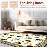 Ultra Soft Area Rug, Non Slip, Stain Resistant, Washable Area Rugs for Living Room, Bedroom, Artistic Flower and Insect Fusion(Beige)