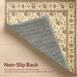 Ultra Soft Area Rug, Non Slip, Stain Resistant, Washable Area Rugs for Living Room, Bedroom, Timeless Classic Flower Arrangement(Beige)