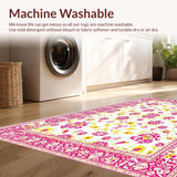 Ultra Soft Area Rug, Non Slip, Stain Resistant, Washable Area Rugs for Living Room, Bedroom, Chic Floral Vintage Elegance(White)