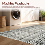 Ultra Soft Area Rug, Non Slip, Stain Resistant, Washable Area Rugs for Living Room, Bedroom, Contemporary Striped Carpet for Doorway and Entrance(Gray)