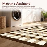 Ultra Soft Area Rug, Non Slip, Stain Resistant, Washable Area Rugs for Living Room, Bedroom, Classic Earthy Checkered Aesthetic(Beige)