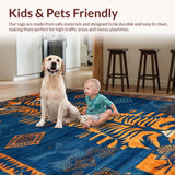 Ultra Soft Area Rug, Non Slip, Stain Resistant, Washable Area Rugs for Living Room, Bedroom, Artful Minimalist Tiger Design(Blue)
