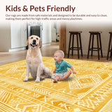 Ultra Soft Area Rug, Non Slip, Stain Resistant, Washable Area Rugs for Living Room, Bedroom, Vibrant Abstract Trellis Aesthetic(Yellow)