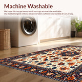 Ultra Soft Area Rug, Non Slip, Stain Resistant, Washable Area Rugs for Living Room, Bedroom, Lively Distressed Medallion Visual(White)