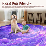 Ultra Soft Area Rug, Non Slip, Stain Resistant, Washable Area Rugs for Living Room, Bedroom, Vibrant Dreamy Mythical Creature Design(Purple)
