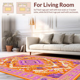 Ultra Soft Area Rug, Non Slip, Stain Resistant, Washable Area Rugs for Living Room, Bedroom, Contemporary Warm Palette Design(Orange)