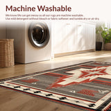 Ultra Soft Area Rug, Non Slip, Stain Resistant, Washable Area Rugs for Living Room, Bedroom, Modern Warm Tones Medallion(Red)