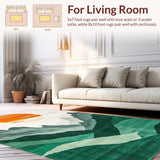 Ultra Soft Area Rug, Non Slip, Stain Resistant, Washable Area Rugs for Living Room, Bedroom, Stylish Abstract Nature Composition(Orange)