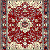 Ultra Soft Area Rug, Non Slip, Stain Resistant, Washable Area Rugs for Living Room, Bedroom, Elegant Red Tiled Motif(Red)