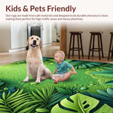 Ultra Soft Area Rug, Non Slip, Stain Resistant, Washable Area Rugs for Living Room, Bedroom, Tropical Palm Leaf Kitchen Non-Slip Runner Rug(Green)