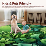 Ultra Soft Area Rug, Non Slip, Stain Resistant, Washable Area Rugs for Living Room, Bedroom, Green Leaf Plush Rug for Tropical Bedroom Decor(Green)