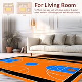 Ultra Soft Area Rug, Non Slip, Stain Resistant, Washable Area Rugs for Living Room, Bedroom, Eye-Catching Basketball Graphics Display(Orange)