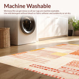 Ultra Soft Area Rug, Non Slip, Stain Resistant, Washable Area Rugs for Living Room, Bedroom, Dynamic Geometric Cream Accent(Orange)