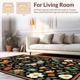 Ultra Soft Area Rug, Non Slip, Stain Resistant, Washable Area Rugs for Living Room, Bedroom, Bold Graphic Insect Illustrations(Black)