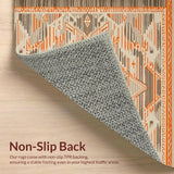 Ultra Soft Area Rug, Non Slip, Stain Resistant, Washable Area Rugs for Living Room, Bedroom, Chic Earthy Geometric Layout(Orange)