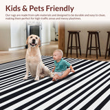 Ultra Soft Area Rug, Non Slip, Stain Resistant, Washable Area Rugs for Living Room, Bedroom, Chic Black and White Vertical Stripe Runner Rug for Trendy Interiors(Black)