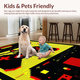 Ultra Soft Area Rug, Non Slip, Stain Resistant, Washable Area Rugs for Living Room, Bedroom, Lively Graphic Playroom Accent(Yellow)
