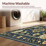 Ultra Soft Area Rug, Non Slip, Stain Resistant, Washable Area Rugs for Living Room, Bedroom, Style Beige Area(Blue)