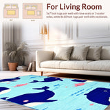 Ultra Soft Area Rug, Non Slip, Stain Resistant, Washable Area Rugs for Living Room, Bedroom, Joyful Underwater Adventure Pattern(Blue)