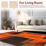 Ultra Soft Area Rug, Non Slip, Stain Resistant, Washable Area Rugs for Living Room, Bedroom, Dynamic Modern Optical Design(Orange)
