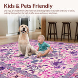 Ultra Soft Area Rug, Non Slip, Stain Resistant, Washable Area Rugs for Living Room, Bedroom, Eclectic Vibrant Retro Elements(Ivory)