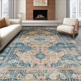 Ultra Soft Area Rug, Non Slip, Stain Resistant, Washable Area Rugs for Living Room, Bedroom, Sleek Contemporary Ogee Pattern(Beige)
