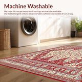 Ultra Soft Area Rug, Non Slip, Stain Resistant, Washable Area Rugs for Living Room, Bedroom, Geometric Red Beige(Red)