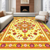 Ultra Soft Area Rug, Non Slip, Stain Resistant, Washable Area Rugs for Living Room, Bedroom, Lively Yellow Geometric Fusion(Yellow)