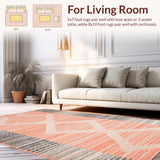 Ultra Soft Area Rug, Non Slip, Stain Resistant, Washable Area Rugs for Living Room, Bedroom, Fresh Coastal Striped Appeal(Orange)