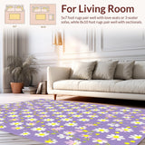 Ultra Soft Area Rug, Non Slip, Stain Resistant, Washable Area Rugs for Living Room, Bedroom, Delightful Colorful Petal Design(Purple)