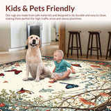 Ultra Soft Area Rug, Non Slip, Stain Resistant, Washable Area Rugs for Living Room, Bedroom, Modern Butterfly Medley Area with Whimsical Floral and Insect Motifs(Ivory)