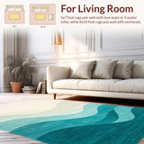 Ultra Soft Area Rug, Non Slip, Stain Resistant, Washable Area Rugs for Living Room, Bedroom, Serene Coastal Watercolor Design(Beige)