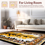 Ultra Soft Area Rug, Non Slip, Stain Resistant, Washable Area Rugs for Living Room, Bedroom, Vintage Wild Animal Motif(Yellow)