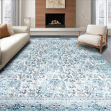 Ultra Soft Area Rug, Non Slip, Stain Resistant, Washable Area Rugs for Living Room, Bedroom, Elegant Contemporary Floral Aesthetic(Blue)