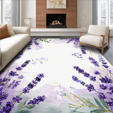 Ultra Soft Area Rug, Non Slip, Stain Resistant, Washable Area Rugs for Living Room, Bedroom, Ethereal Pastel Floral Arrangement(Purple)