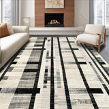 Ultra Soft Area Rug, Non Slip, Stain Resistant, Washable Area Rugs for Living Room, Bedroom, Contemporary Porch Stripe Rug with Sleek Lines and Eye-Catching Contrast Pattern(Gray)