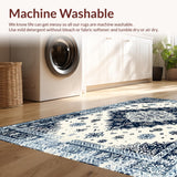 Ultra Soft Area Rug, Non Slip, Stain Resistant, Washable Area Rugs for Living Room, Bedroom, Trendy Distressed Ogee Style(White)