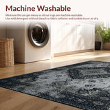 Ultra Soft Area Rug, Non Slip, Stain Resistant, Washable Area Rugs for Living Room, Bedroom, Elegant Monochrome Retro Pattern(Gray)