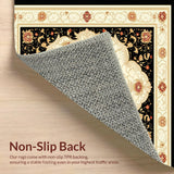 Black and Beige Oriental with Intricate Medallion Scrollwork(Beige)