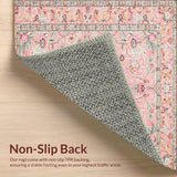 Ultra Soft Area Rug, Non Slip, Stain Resistant, Washable Area Rugs for Living Room, Bedroom, Whimsical Nature-Inspired Floral Design(Pink)