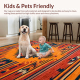 Ultra Soft Area Rug, Non Slip, Stain Resistant, Washable Area Rugs for Living Room, Bedroom, Luxurious Color Block Design(Orange)