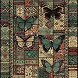 Ultra Soft Area Rug, Non Slip, Stain Resistant, Washable Area Rugs for Living Room, Bedroom, Whimsical Butterfly Patchwork Aesthetic(Red)