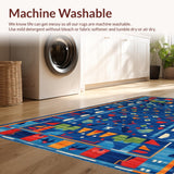 Ultra Soft Area Rug, Non Slip, Stain Resistant, Washable Area Rugs for Living Room, Bedroom, Eclectic Colorful Geometric Arrangement(Blue)