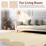 Ultra Soft Area Rug, Non Slip, Stain Resistant, Washable Area Rugs for Living Room, Bedroom, Sophisticated Tan and Brown Scalloped Look(Beige)