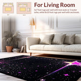Ultra Soft Area Rug, Non Slip, Stain Resistant, Washable Area Rugs for Living Room, Bedroom, Fun Glittery Nebula Inspired Look(Black)