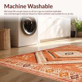 Ultra Soft Area Rug, Non Slip, Stain Resistant, Washable Area Rugs for Living Room, Bedroom, Rustic Orange Geometric Aesthetic(Orange)