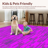 Ultra Soft Area Rug, Non Slip, Stain Resistant, Washable Area Rugs for Living Room, Bedroom, Artful Typography in Eye-Catching Hues(Purple)