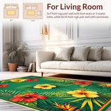 Ultra Soft Area Rug, Non Slip, Stain Resistant, Washable Area Rugs for Living Room, Bedroom, Tropical Floral Vintage Aesthetic(Green)