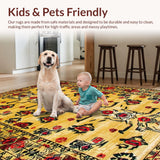 Ultra Soft Area Rug, Non Slip, Stain Resistant, Washable Area Rugs for Living Room, Bedroom, Ethnic Yellow Tiger Aesthetic(Beige)